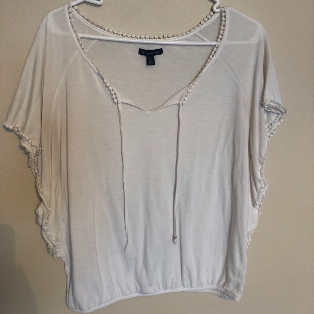 Tassel v neck tee